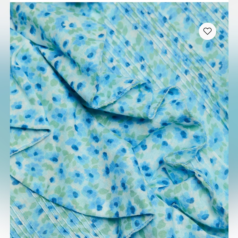 Doen Henri Blue Floral Ruffle V-Neck Blouse - Picture 4 of 5